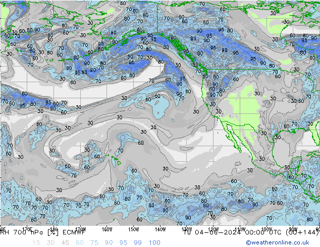 RH 700 hPa ECMWF Tu 04.06.2024 00 UTC