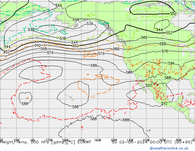 Z500/Rain (+SLP)/Z850 ECMWF Dom 02.06.2024 00 UTC