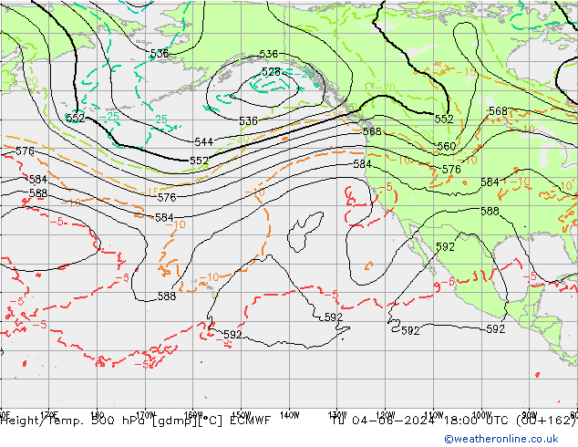 Géop./Temp. 500 hPa ECMWF mar 04.06.2024 18 UTC