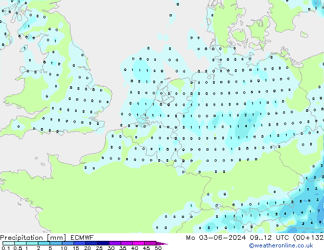 Précipitation ECMWF lun 03.06.2024 12 UTC