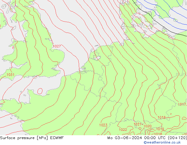 приземное давление ECMWF пн 03.06.2024 00 UTC