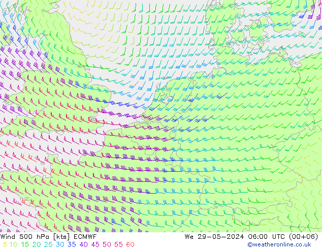 Wind 500 hPa ECMWF Mi 29.05.2024 06 UTC