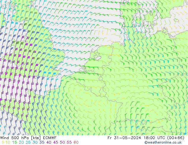 Vent 500 hPa ECMWF ven 31.05.2024 18 UTC