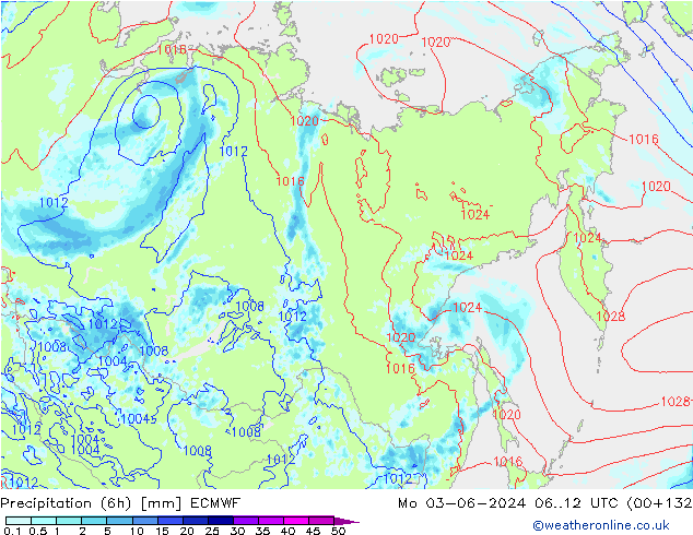 Z500/Rain (+SLP)/Z850 ECMWF Mo 03.06.2024 12 UTC