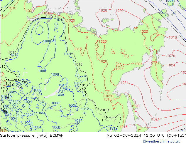 приземное давление ECMWF пн 03.06.2024 12 UTC