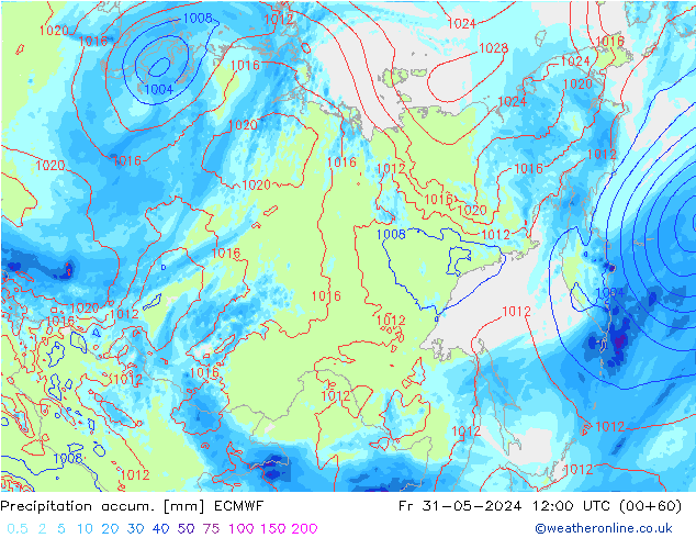 Precipitation accum. ECMWF  31.05.2024 12 UTC