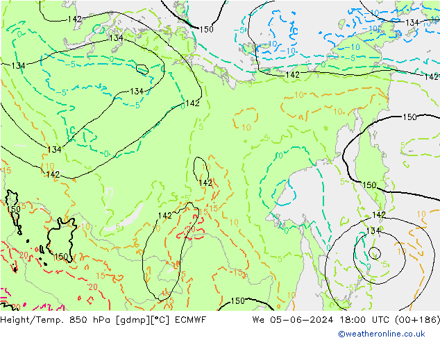 Height/Temp. 850 hPa ECMWF Qua 05.06.2024 18 UTC