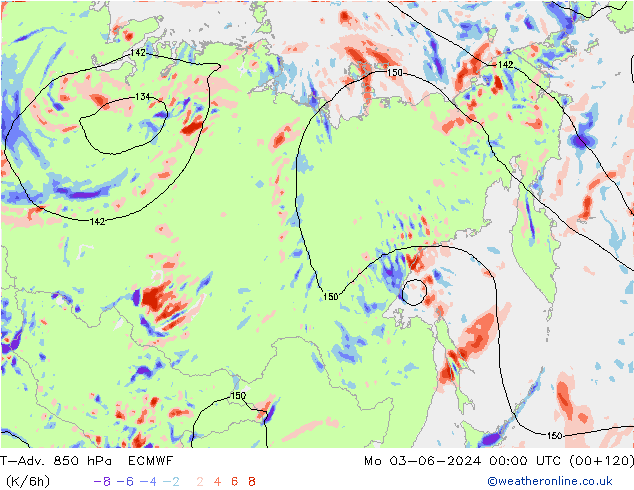 T-Adv. 850 hPa ECMWF Pzt 03.06.2024 00 UTC