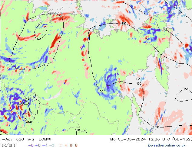 T-Adv. 850 hPa ECMWF ma 03.06.2024 12 UTC