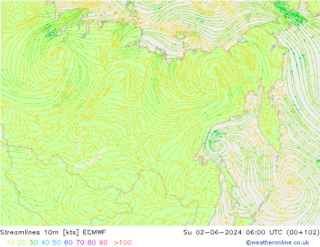 Linha de corrente 10m ECMWF Dom 02.06.2024 06 UTC