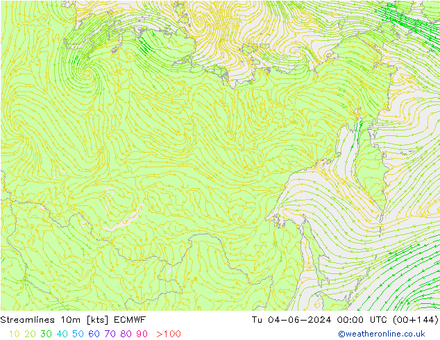 Linea di flusso 10m ECMWF mar 04.06.2024 00 UTC