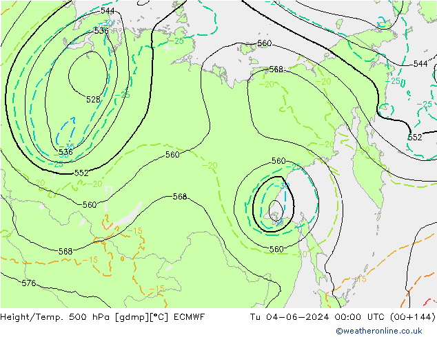 Z500/Regen(+SLP)/Z850 ECMWF di 04.06.2024 00 UTC