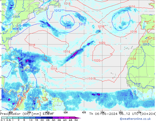 Z500/Rain (+SLP)/Z850 ECMWF Do 06.06.2024 12 UTC