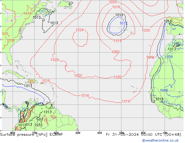 Surface pressure ECMWF Fr 31.05.2024 00 UTC