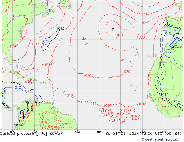 Atmosférický tlak ECMWF So 01.06.2024 12 UTC