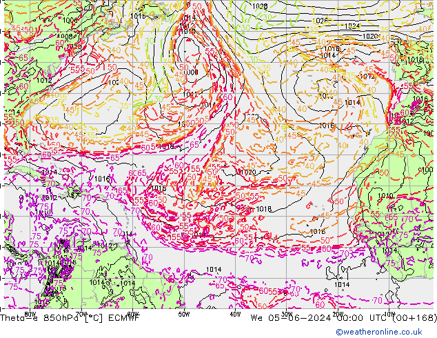 Theta-e 850hPa ECMWF We 05.06.2024 00 UTC