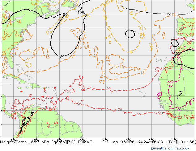 Géop./Temp. 850 hPa ECMWF lun 03.06.2024 18 UTC