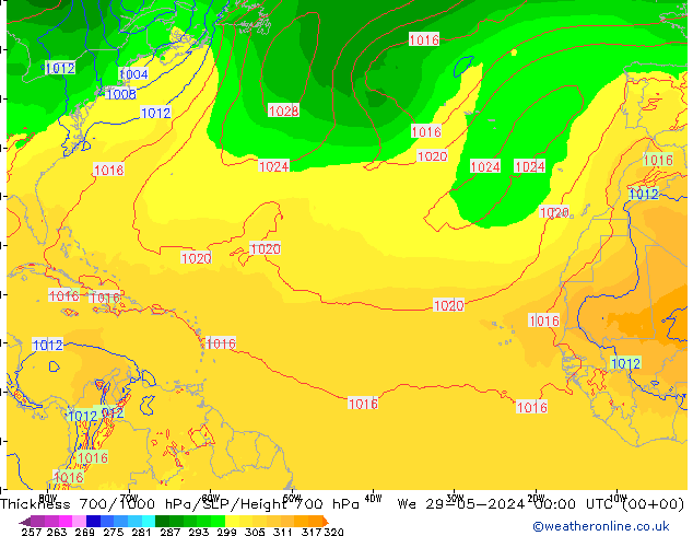 700-1000 hPa Kalınlığı ECMWF Çar 29.05.2024 00 UTC