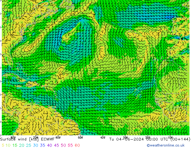 ветер 10 m ECMWF вт 04.06.2024 00 UTC