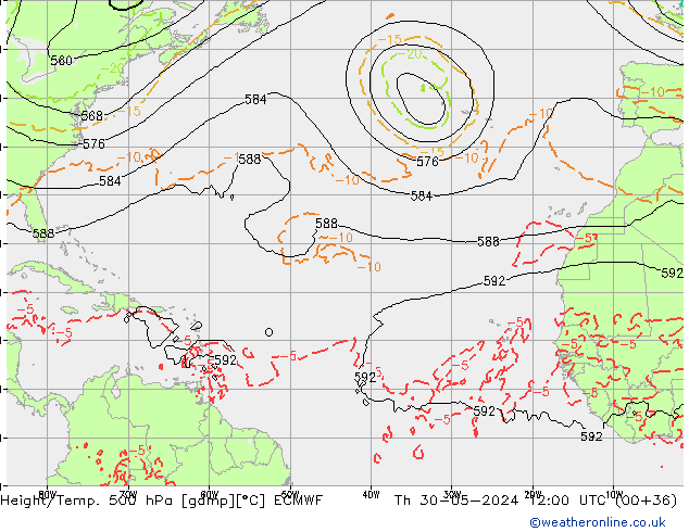 Z500/Rain (+SLP)/Z850 ECMWF Qui 30.05.2024 12 UTC
