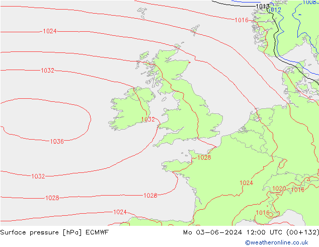 ciśnienie ECMWF pon. 03.06.2024 12 UTC