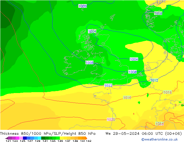 Schichtdicke 850-1000 hPa ECMWF Mi 29.05.2024 06 UTC