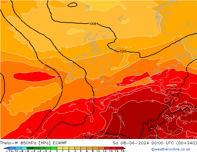 Theta-W 850hPa ECMWF Cts 08.06.2024 00 UTC