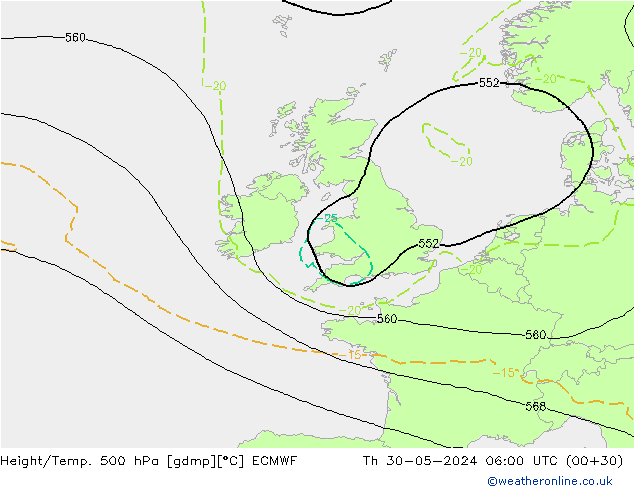 Z500/Yağmur (+YB)/Z850 ECMWF Per 30.05.2024 06 UTC