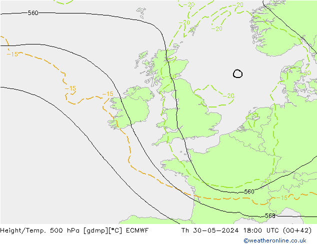 Z500/Rain (+SLP)/Z850 ECMWF  30.05.2024 18 UTC