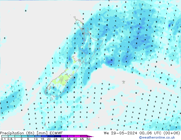 Precipitation (6h) ECMWF St 29.05.2024 06 UTC