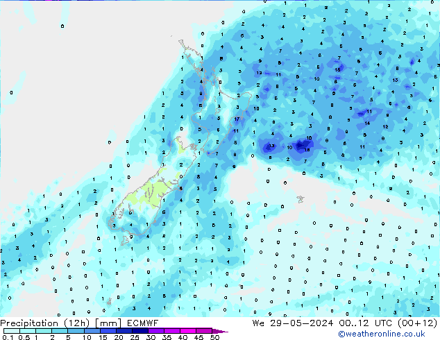 Precipitação (12h) ECMWF Qua 29.05.2024 12 UTC