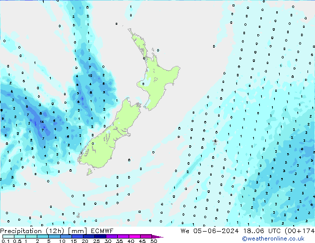 Precipitation (12h) ECMWF St 05.06.2024 06 UTC