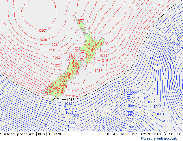 Surface pressure ECMWF Th 30.05.2024 18 UTC