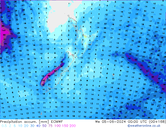 Toplam Yağış ECMWF Çar 05.06.2024 00 UTC