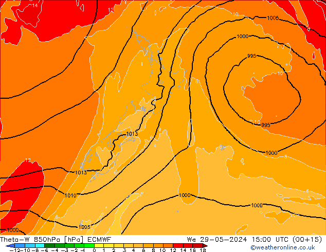 Theta-W 850hPa ECMWF wo 29.05.2024 15 UTC