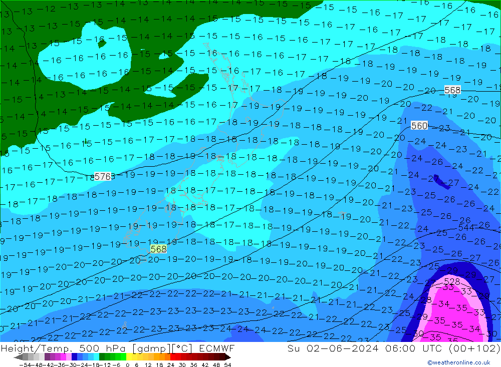 Z500/Rain (+SLP)/Z850 ECMWF nie. 02.06.2024 06 UTC