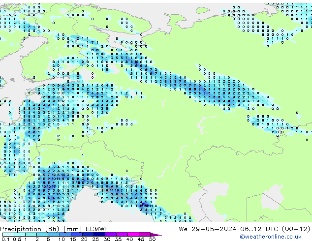 Z500/Rain (+SLP)/Z850 ECMWF mer 29.05.2024 12 UTC