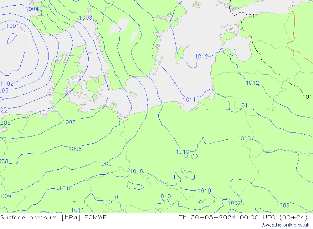 pressão do solo ECMWF Qui 30.05.2024 00 UTC