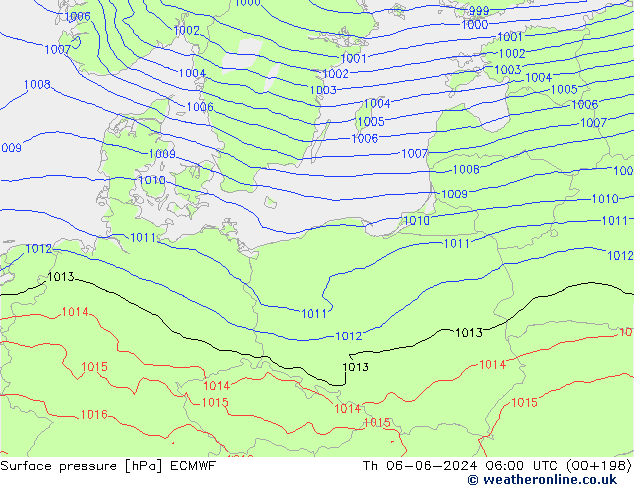 Surface pressure ECMWF Th 06.06.2024 06 UTC