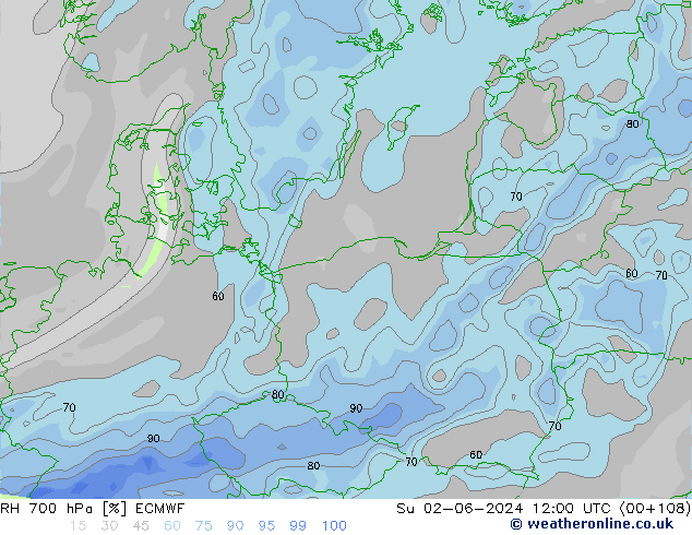 RH 700 hPa ECMWF Ne 02.06.2024 12 UTC