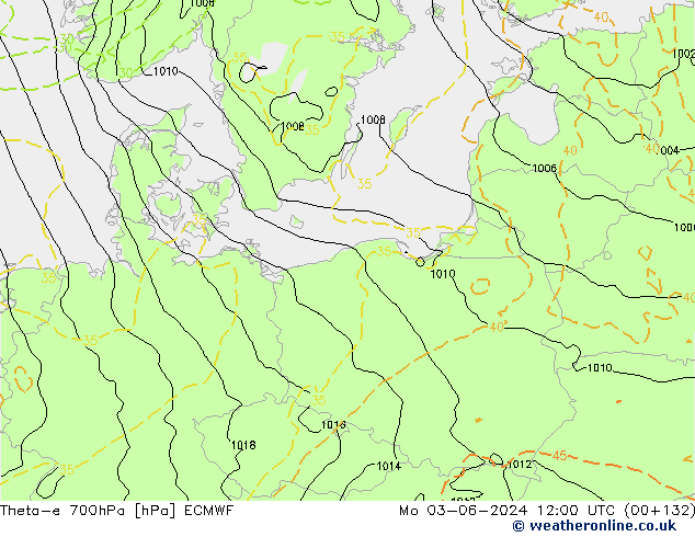 Theta-e 700hPa ECMWF Mo 03.06.2024 12 UTC