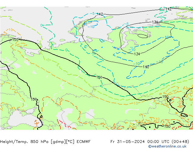 Z500/Rain (+SLP)/Z850 ECMWF Fr 31.05.2024 00 UTC