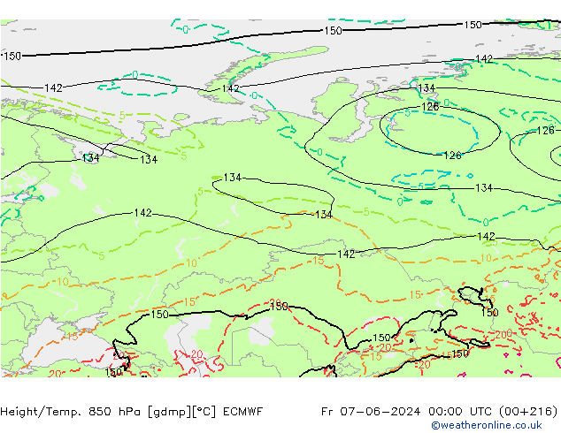 Z500/Rain (+SLP)/Z850 ECMWF пт 07.06.2024 00 UTC