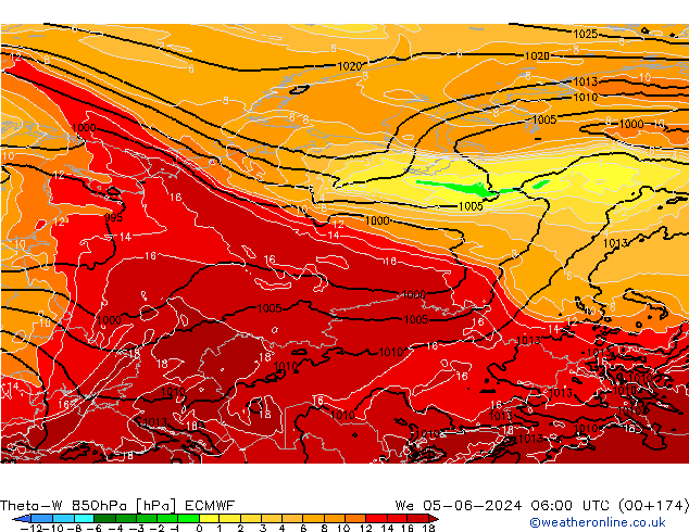 Theta-W 850hPa ECMWF wo 05.06.2024 06 UTC