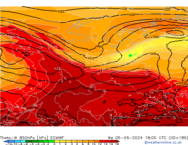 Theta-W 850hPa ECMWF St 05.06.2024 18 UTC