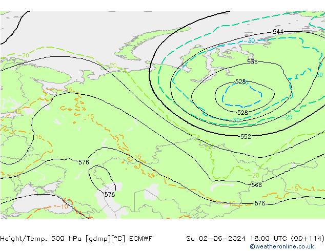 Z500/Rain (+SLP)/Z850 ECMWF Ne 02.06.2024 18 UTC