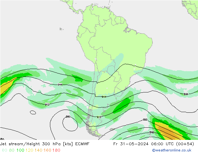 Jet stream ECMWF Sex 31.05.2024 06 UTC