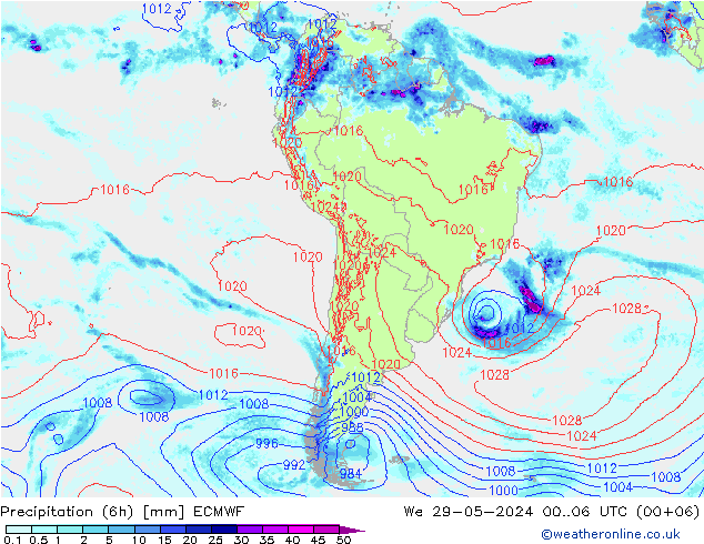 Z500/Yağmur (+YB)/Z850 ECMWF Çar 29.05.2024 06 UTC