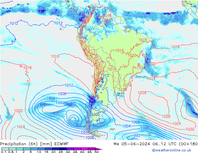 Z500/Rain (+SLP)/Z850 ECMWF We 05.06.2024 12 UTC