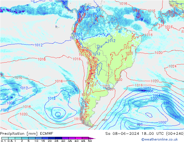 Precipitazione ECMWF sab 08.06.2024 00 UTC